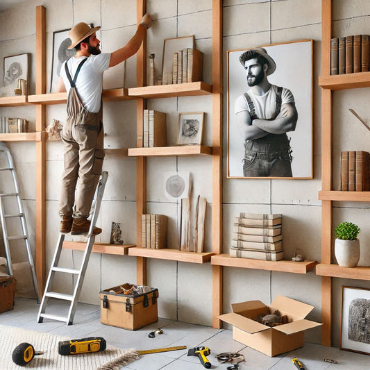 Installing our floating shelves which works for wall or pillars!