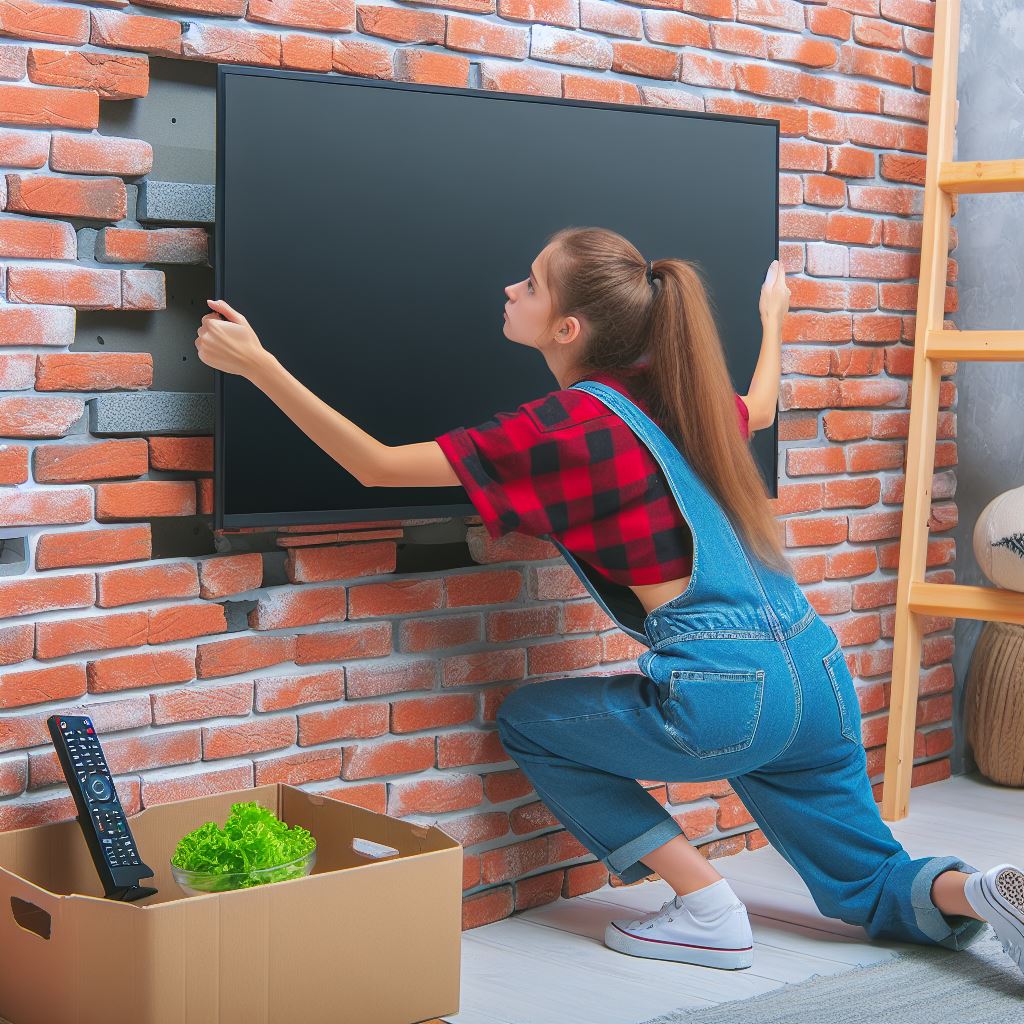 How to mount a TV in brick