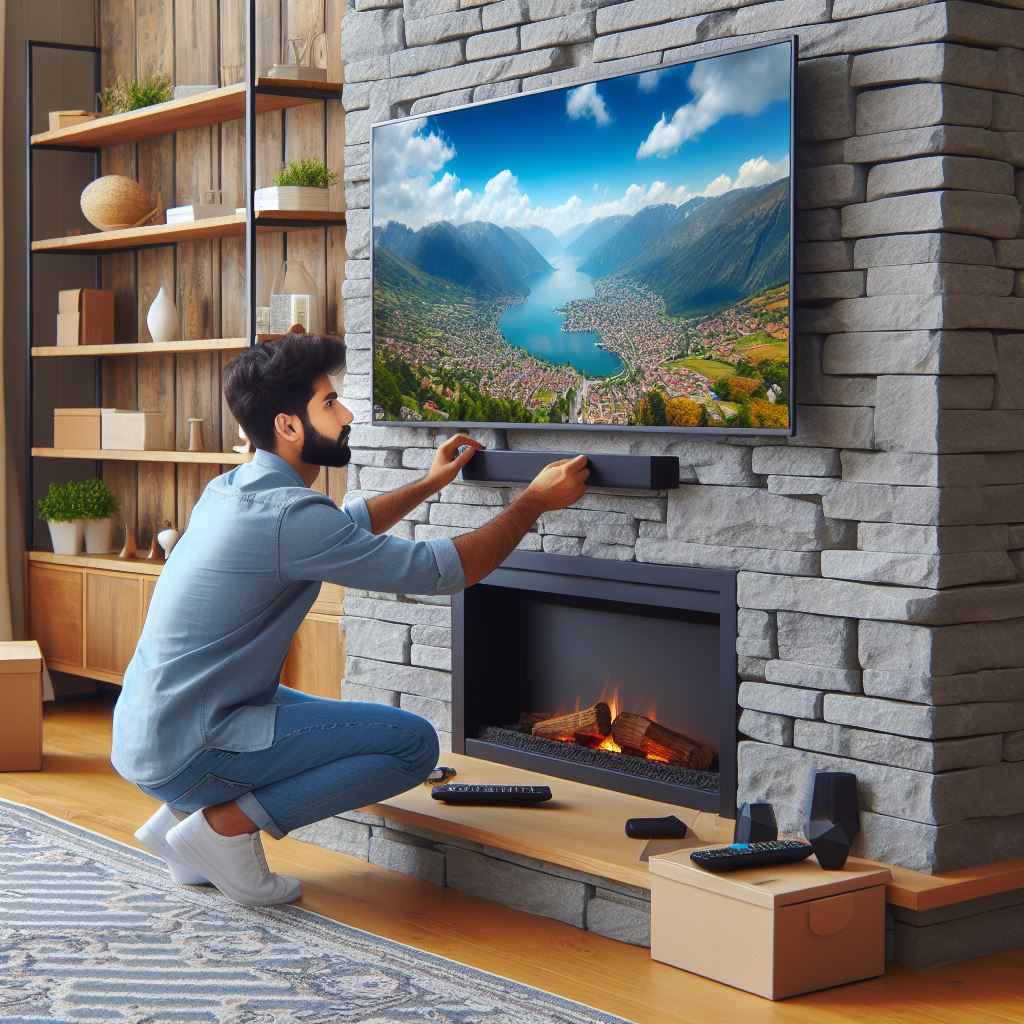 How to mount TV on uneven stone fireplace?