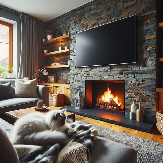 How do I hang a TV on a slate wall over a fireplace?