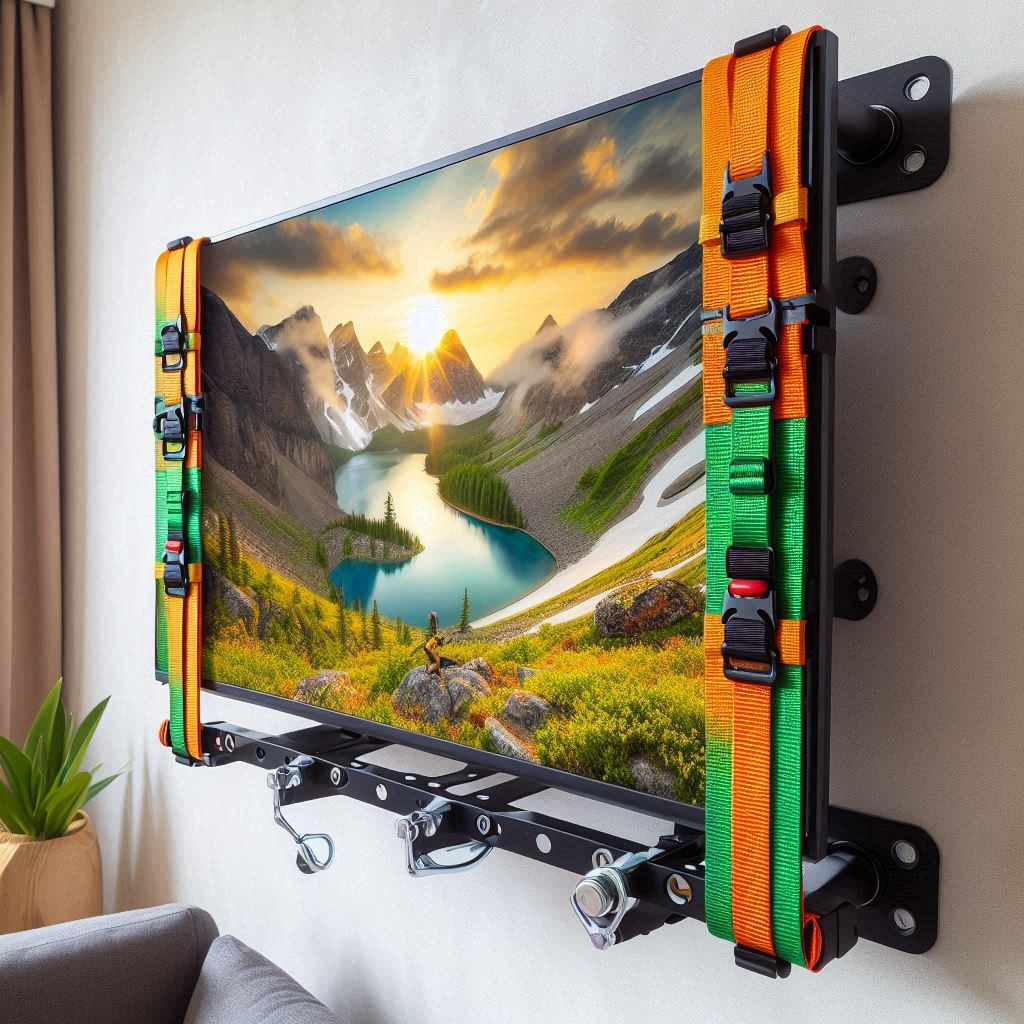 No drill TV Mount Ratchet Straps