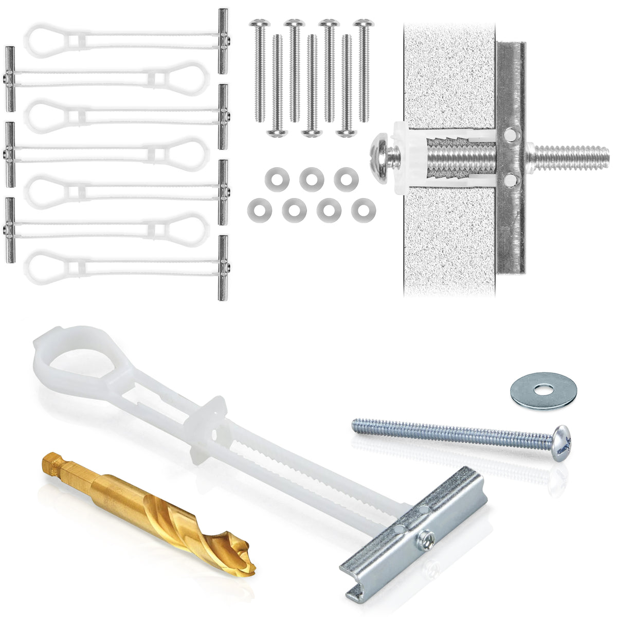 CondoMounts MSK8002 Elephant Anchors | Universal Metal Stud Anchors for Drywall & Steel Stud Walls | TV Mounting Kit Supports Up to 90lbs | No-Stud Drywall Anchors with Screws & Drill Bit (25 Pack)