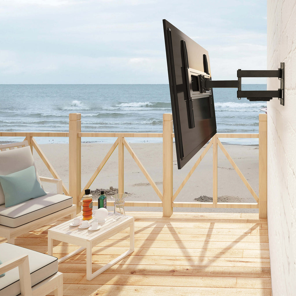 ZeboZap OUTDOOR Full Motion TV Mount | GAZEBO TV Mount | Patio TV Mount | Pergola TV Mount | Stainless Steel Screws | Holds 110lbs | Fits 32-in. to 70-in. TVs | Weatherproof | All Black