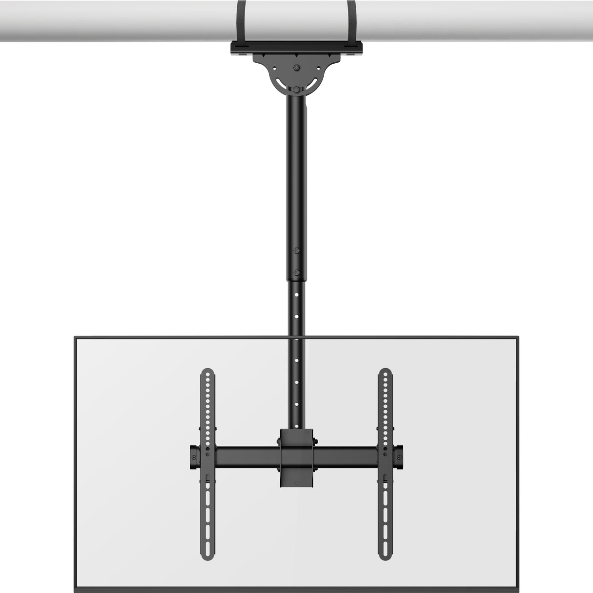 ZeboZap ZZTVC2144 Full Motion Outdoor Ceiling TV Mount Height Adjustable Hanging Mount for Patio Gazebo or Pergola Fits 32 to 55 Inch TVs with Tilt Swivel Flip Down Holds Up to 110 Pounds