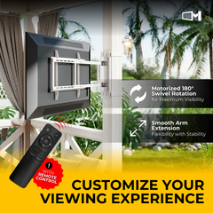 CondoMounts CLMSATVA2164 Motorized Swing TV Wall Mount for 32"-75" Flat & Curved Screens | Remote Control | Programmable Memory | Slim Low Profile | Swivel 170° | Cable Management | 110 lbs Capacity