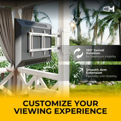 CondoMounts CLMSATVA2064 Manual Swing TV Wall Mount | Full Motion Swivel Arm for 32–75” Flat & Curved Screens | Heavy-Duty Aluminum & Steel | VESA 600x400 | 110 lbs Capacity | Cable Management