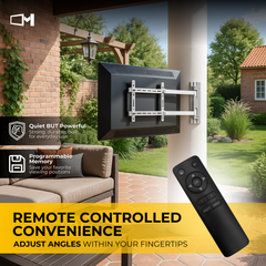 CondoMounts CLMSATVA2164 Motorized Swing TV Wall Mount for 32"-75" Flat & Curved Screens | Remote Control | Programmable Memory | Slim Low Profile | Swivel 170° | Cable Management | 110 lbs Capacity