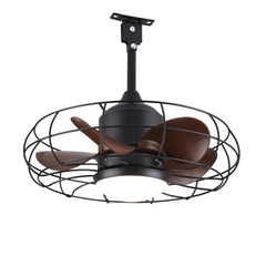 CondoMounts ZeboZAP ZZFANC201B 20" Outdoor Ceiling Fan with Lights for Patios, Gazebo & Pergola | Plug-In Waterproof Caged Hanging Fan with Remote, Hook & No-Drill Strap Mounting System