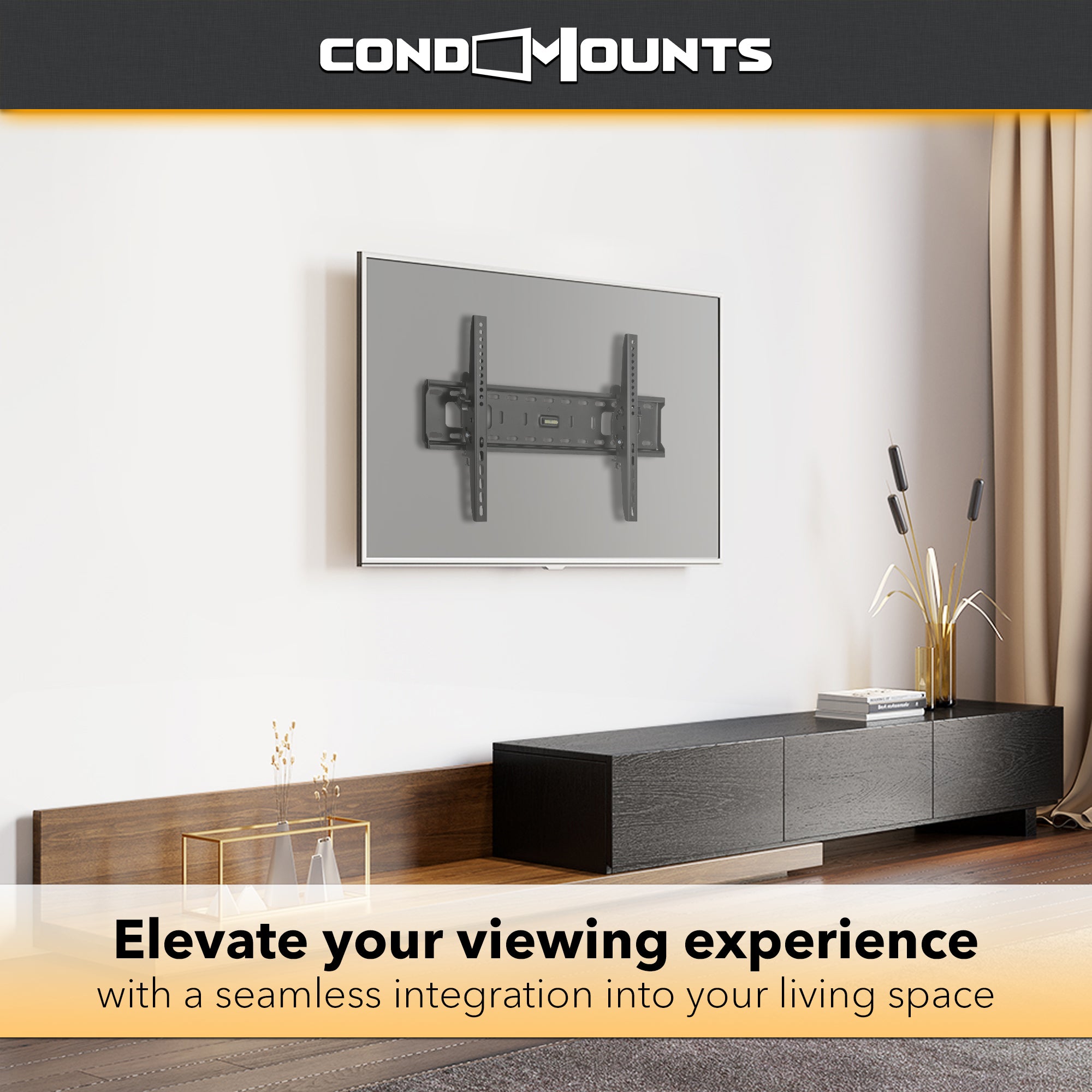 Tilt TV Mount for METAL Stud, STEEL Stud, Hollow Drywall, Wood