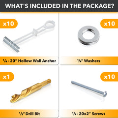 CondoMounts MSK8003 Universal Metal Stud Anchors | Elephant Anchor Kit for Steel Stud Walls | Drywall & Hollow Wall Mounting Anchors | TV Mounting Kit for Metal Studs | Supports up to 90 lbs | 10 Anchors