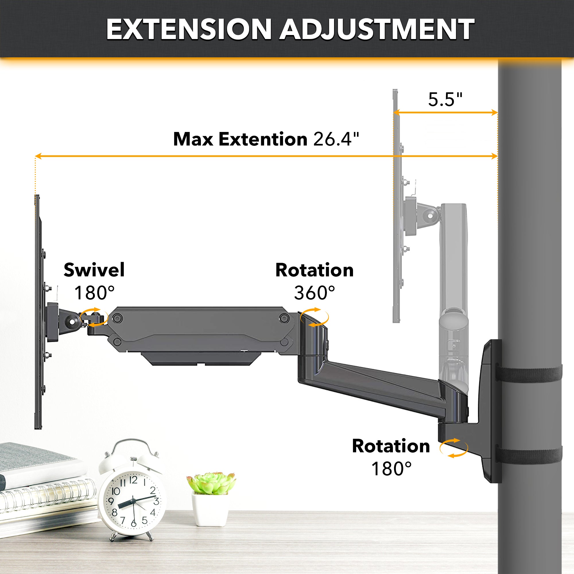 Workbench Computer Mount CondoMounts Full Motion Pillar Monitor Mount | WorkBench Monitor Mount ...