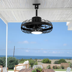 CondoMounts ZeboZAP ZZFANC161B Outdoor Ceiling Fan with Lights for Patios, Gazebo and Pergola. Plug in Gazebo Ceiling Fan with Remote Control,Waterproof Caged Hanging Fans with Hook and Strap