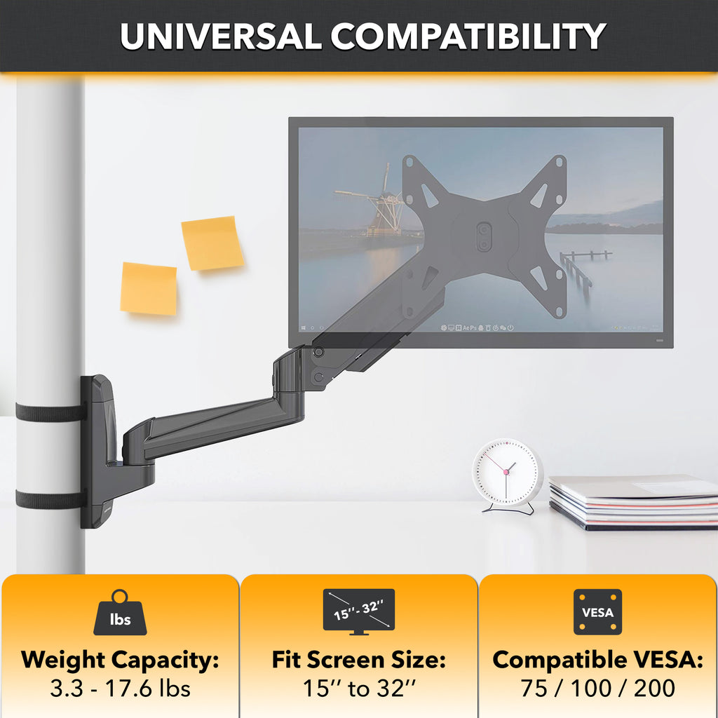 Computer Mount Pillear CondoMounts Full Motion Pillar Monitor Mount | WorkBench Monitor Mount ...