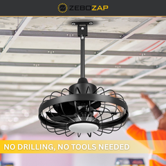 CondoMounts ZeboZAP ZZFANC161B Outdoor Ceiling Fan with Lights for Patios, Gazebo and Pergola. Plug in Gazebo Ceiling Fan with Remote Control,Waterproof Caged Hanging Fans with Hook and Strap