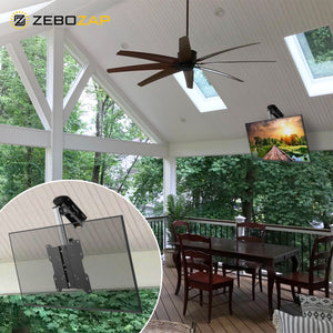 ZeboZap Outdoor Flip Down Ceiling TV Mount | Gazebo TV Mount | Patio TV Mount | Pergola TV Mount | Pitched Roof | Height Adjustable | Under Cabinet| Holds 44lbs | Fits 17-in. to 37-in