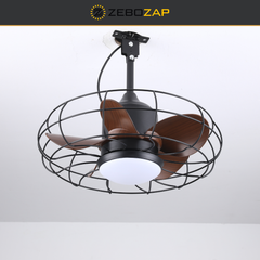 CondoMounts ZeboZAP ZZFANC201B 20" Outdoor Ceiling Fan with Lights for Patios, Gazebo & Pergola | Plug-In Waterproof Caged Hanging Fan with Remote, Hook & No-Drill Strap Mounting System