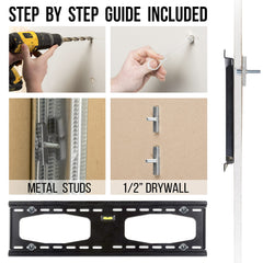 CondoMounts TV Mounting Kit | Holds 90lbs | NO Gap Mounting Kit | Steel Stud | NO Stud Drywall | Frame TV | Includes 6 Elephant Anchor (3/16) with 1-Pilot Head Titanium Drill Bit & Mounting Hardware