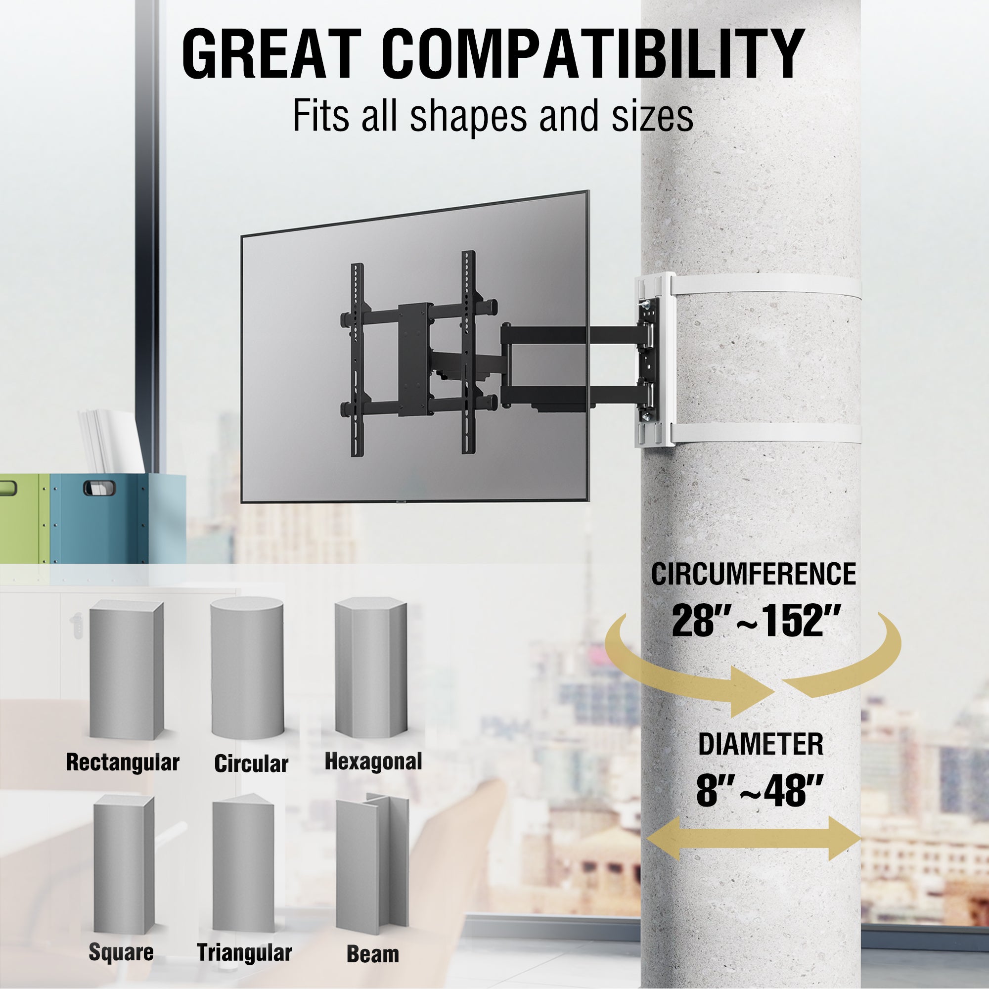 Full Motion Pillar TV Mount | Column TV Mount CLMTVA1044 – CONDOMOUNTS