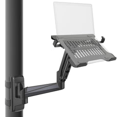 ZEBOZAP Laptop Wall Mount Holder – Fits Up to 19" Devices, 360° Rotation, Anti-Slip Tray, Tool-Free Strap for Poles