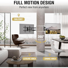 CONDOMOUNTS CLMTVA1064 Full Motion Pillar TV Mount | Strap-On No Drill Design for Large Pillars 8–48" Diameter | Fits 37–80 Inch Flat & Curved TVs | Heavy Duty 110 lbs Capacity | Tilt, Swivel & Extend