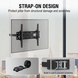 ZeboZap NO Drill Outdoor TV Mount | Tilt Only- No Swivel | GAZEBO | Patio | Pillar | Pergola | Stainless Steel Screws | Weatherproof | Holds 120lbs | ALL Black including straps