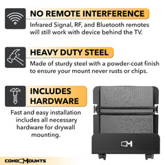 CondoMounts Adjustable Console Wall Mount | Install Behind TV | Cable Box | Apple TV | ROKU | Streaming Device | Rogers Ignite | Comcast | XFinity | Adjustable 1.26-in. to 1.80-in. | Mounting Hardware