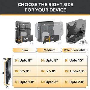 CondoMounts Adjustable Console Wall Mount | Install Behind TV | Cable Box | Nintendo Switch | Apple TV | PS4 | ROKU | Streaming Devices | Adjustable 1.85-in. to 3.00-in. | Mounting Hardware