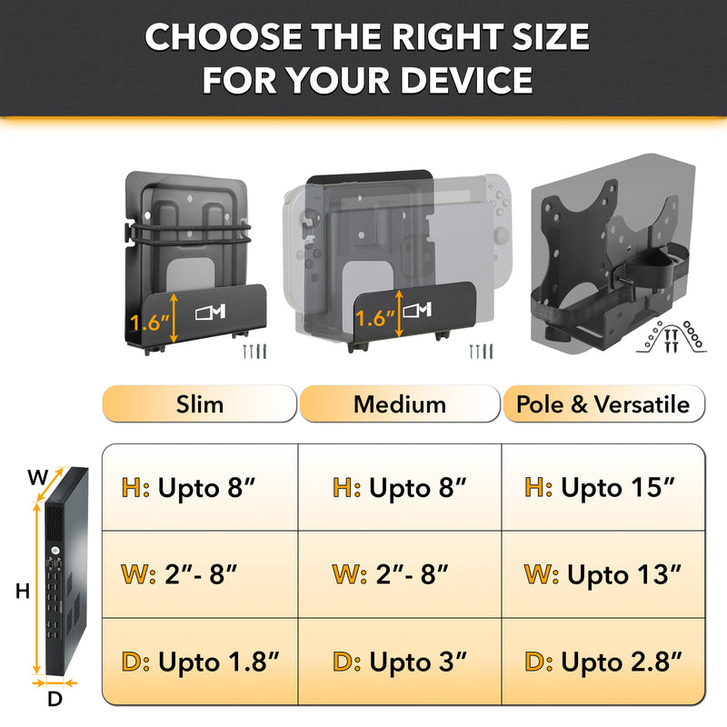 CondoMounts Adjustable Console Wall Mount | Install Behind TV | Cable Box | Nintendo Switch | Apple TV | PS4 | ROKU | Streaming Devices | Adjustable 1.85-in. to 3.00-in. | Mounting Hardware